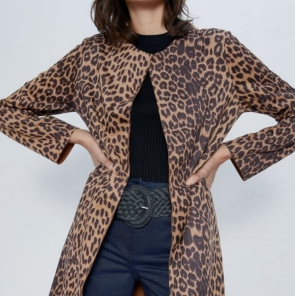 ANDREW MARC Marc Newyork faux suede leopard print long coat. Size small - Picture 3 of 14